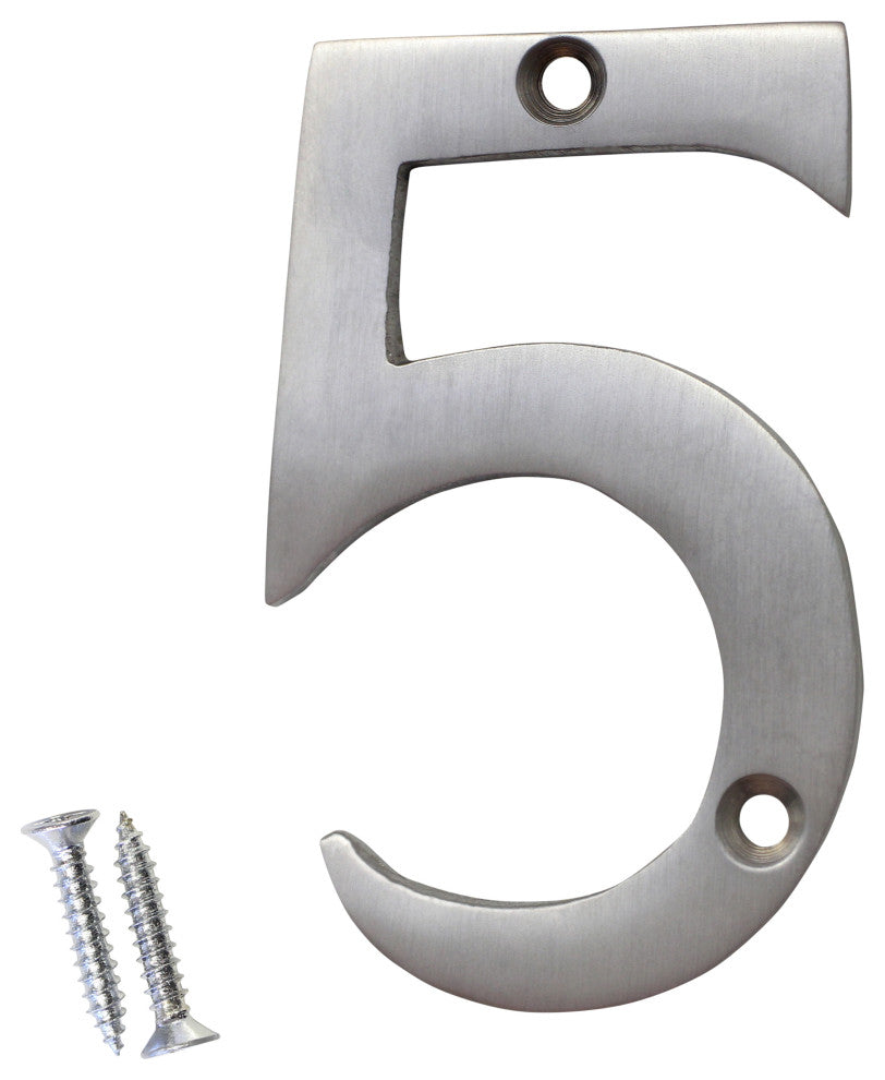 RCH Hardware Brass Modern House Number, 3-Inch, Various Finishes, Satin Chrome,