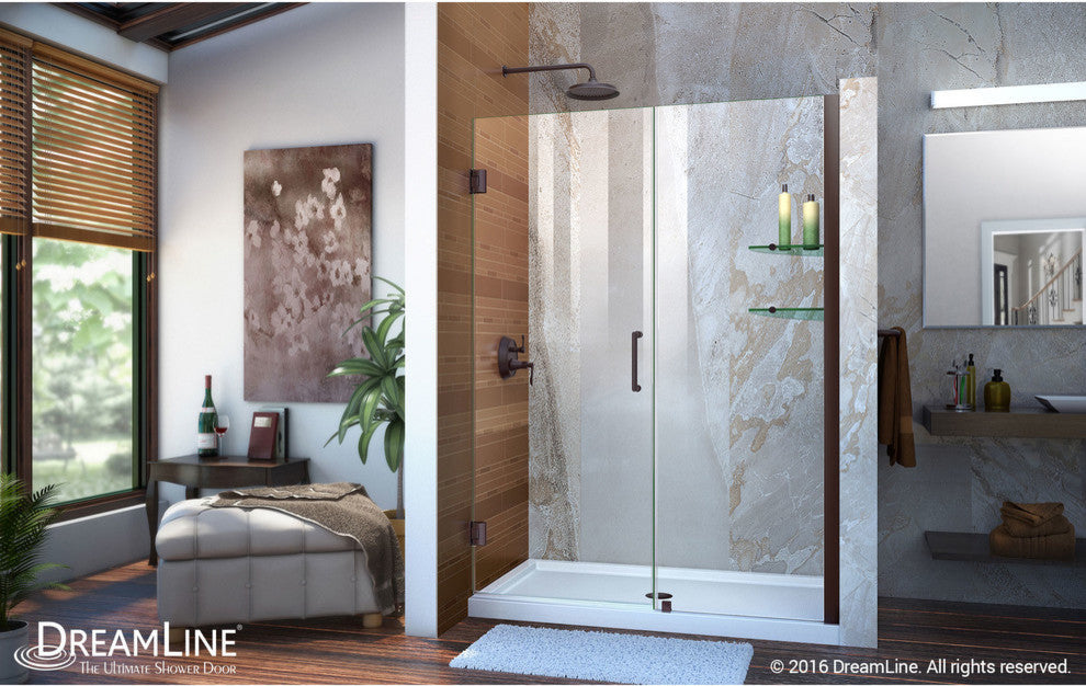 DreamLine Unidoor 50" to 51" Frameless Hinged Shower Door, Oil Rubbed Bronze