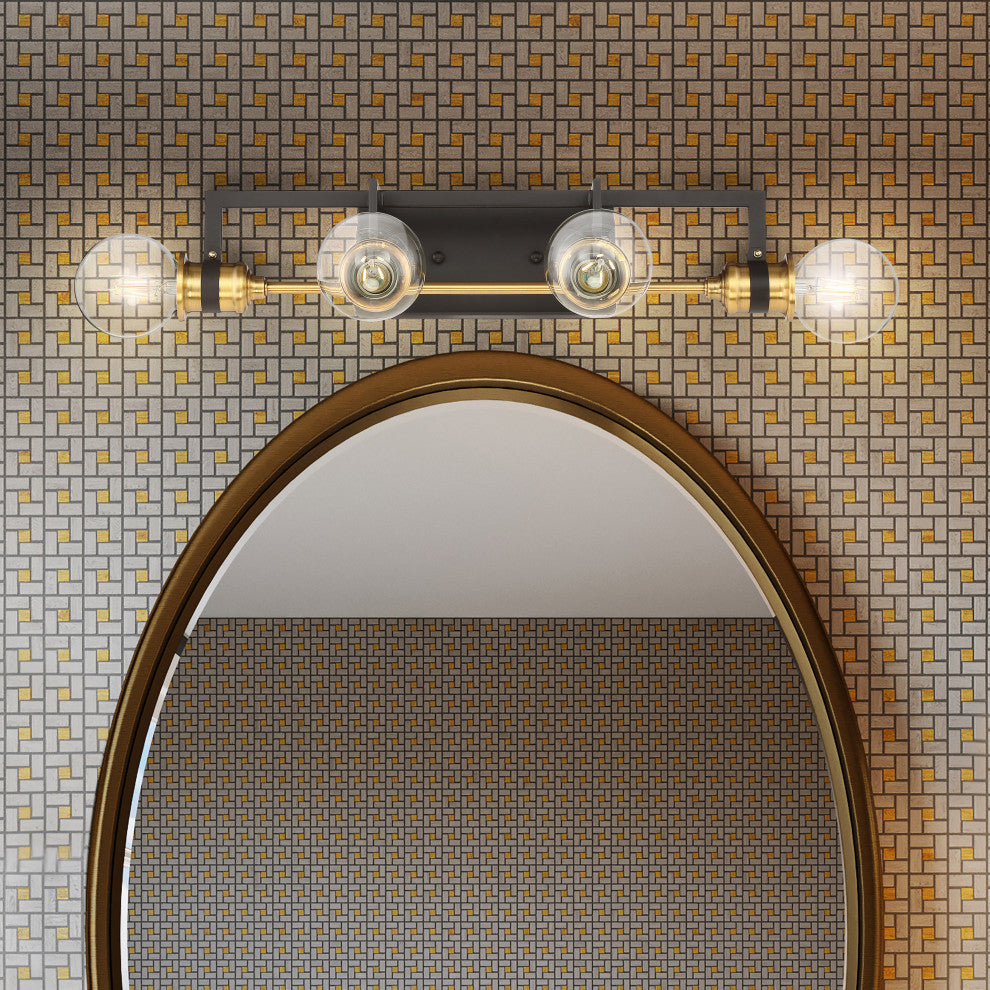 Intention - 4 Light Vanity - Warm Brass and Black Finish