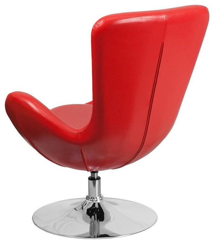Brielle Black Fabric Side Office Egg Chair, Curved Arms, Red, Leather