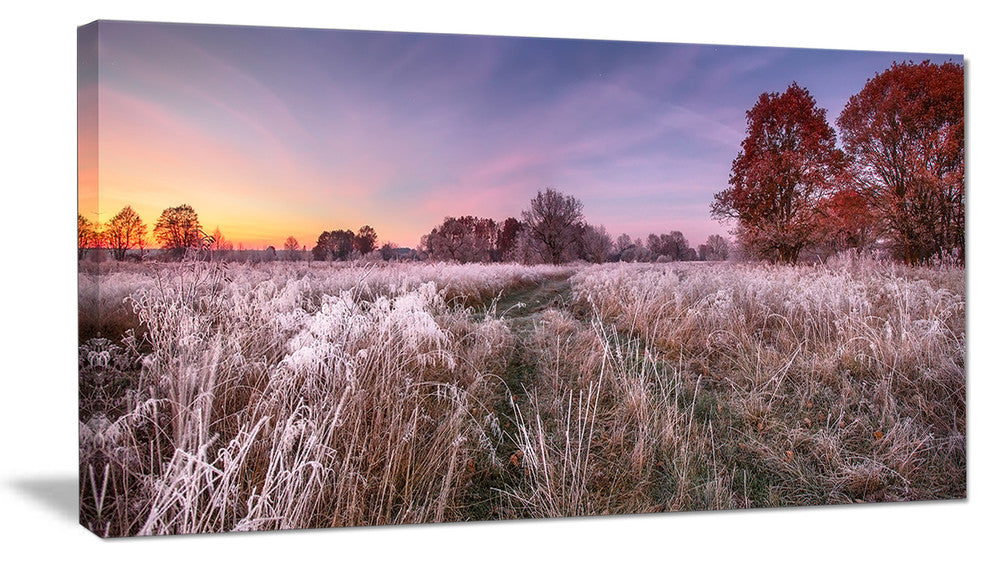 "Frosty Fall Trees With Red Leaves" Landscape Wall Art, 40"x20"