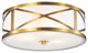 Novia Glass Drum Shade Flush Mount Metallic Goldtone Metal 'X' Frame