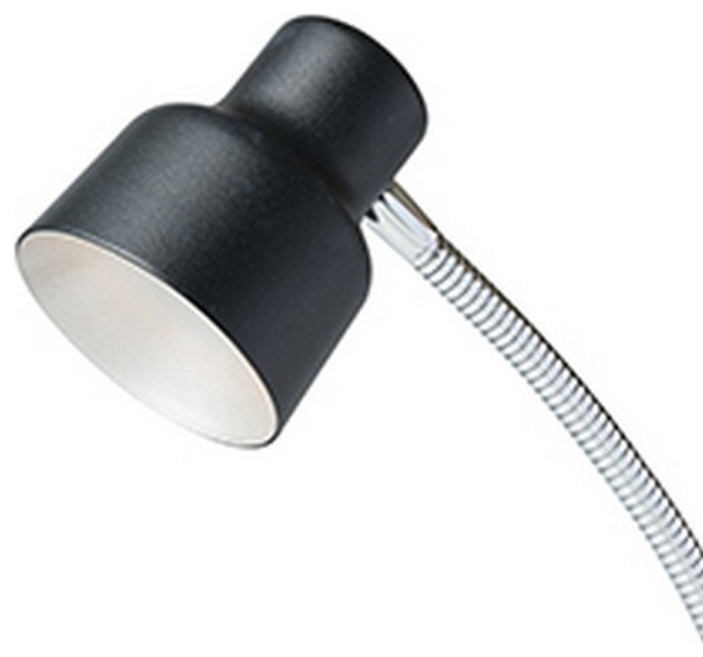 Benzara BM240379 Table Lamp With Adjustable Goose Neck and Shade, Black