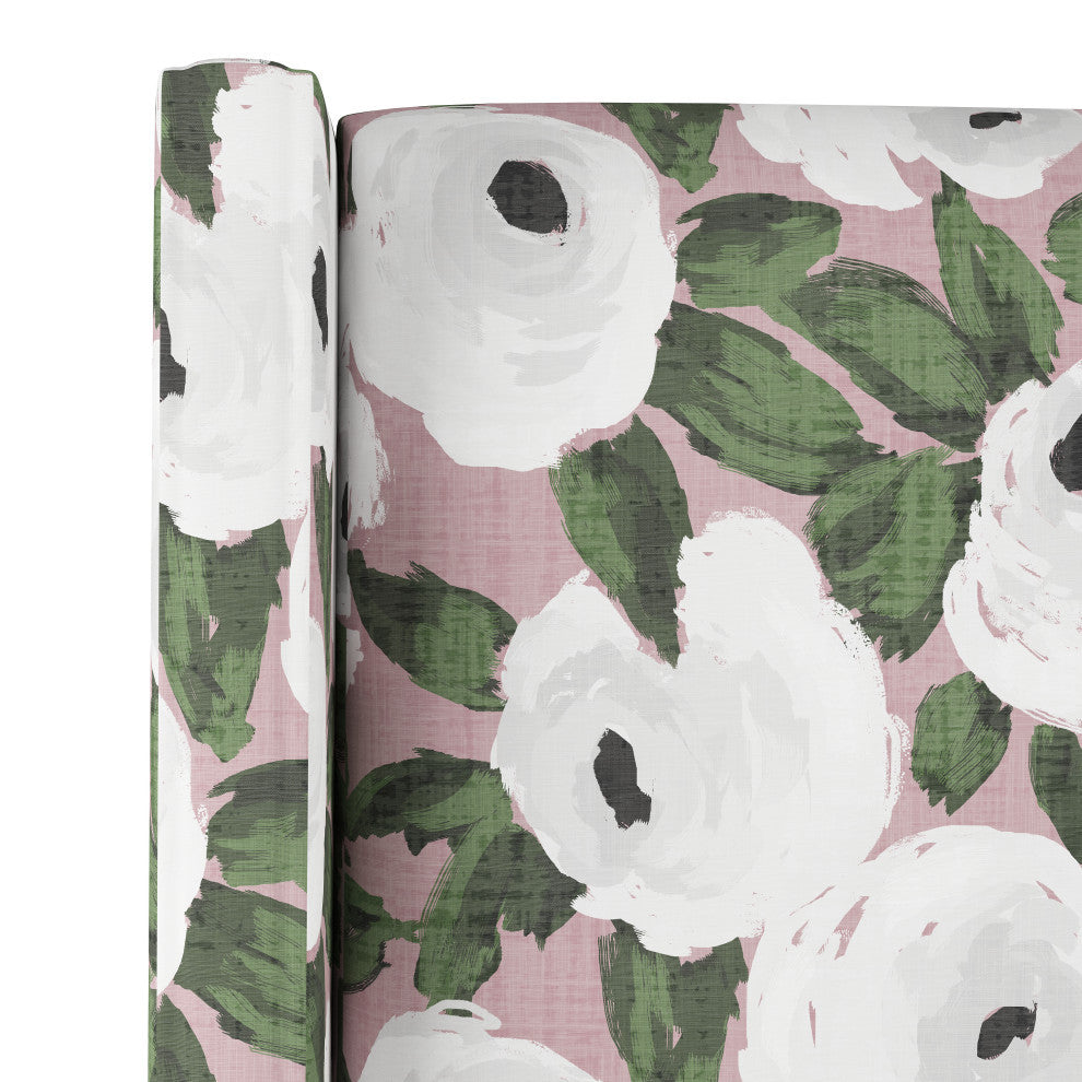 Full Wingback Headboard, Bloomsbury Rose Blush Ivy