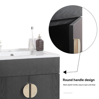 20 Inches Plywood Wall-Mounted Bath Vanity Set, Ceramic Sink