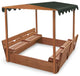 Covered Convertible Cedar Sandbox With Canopy And Two Bench Seats