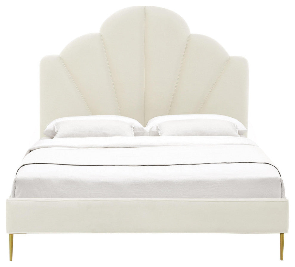 Bianca Cream Velvet Bed in Queen