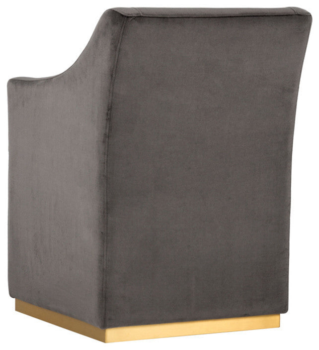 Zane Wheeled Brushed Brass Lounge Chair, Pimlico Pebble