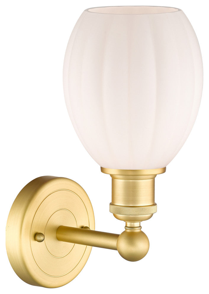 Edison Eaton 1-Light 6" Sconce, Satin Gold Finish, Matte White Shade