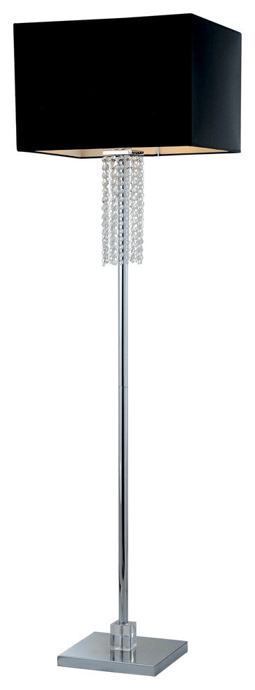 Adelyn 63" Square Modern Chrome and Black Crystal Floor Lamp