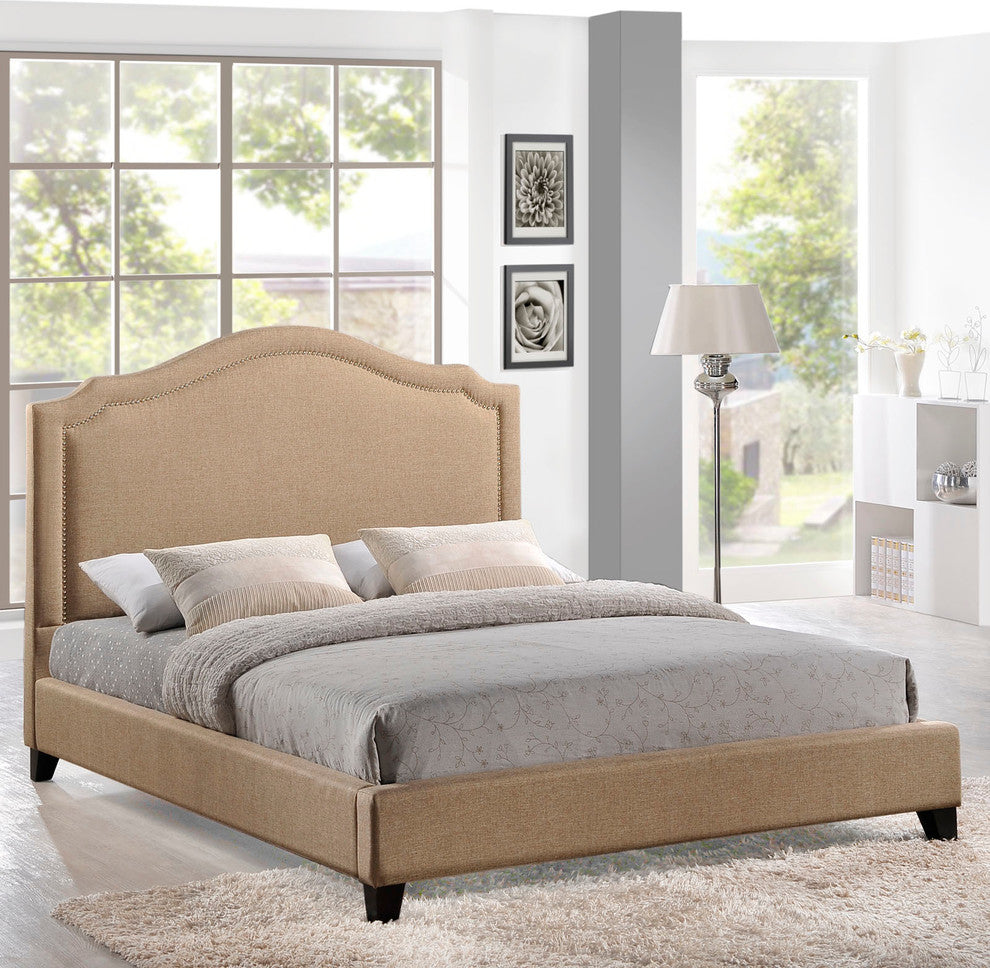 Modern Contemporary Bedroom Queen Bed Frame Beige