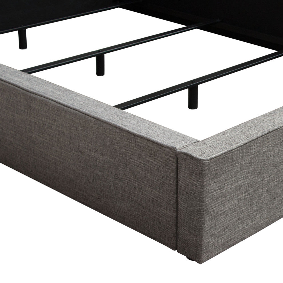 Cloud 43" Low Profile Queen Bed, Gray Fabric