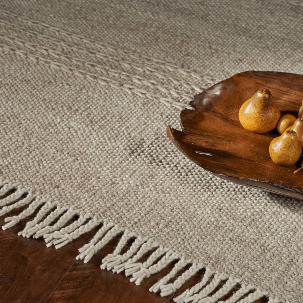 3' X 5' Natural Wool Hand Woven Area Rug