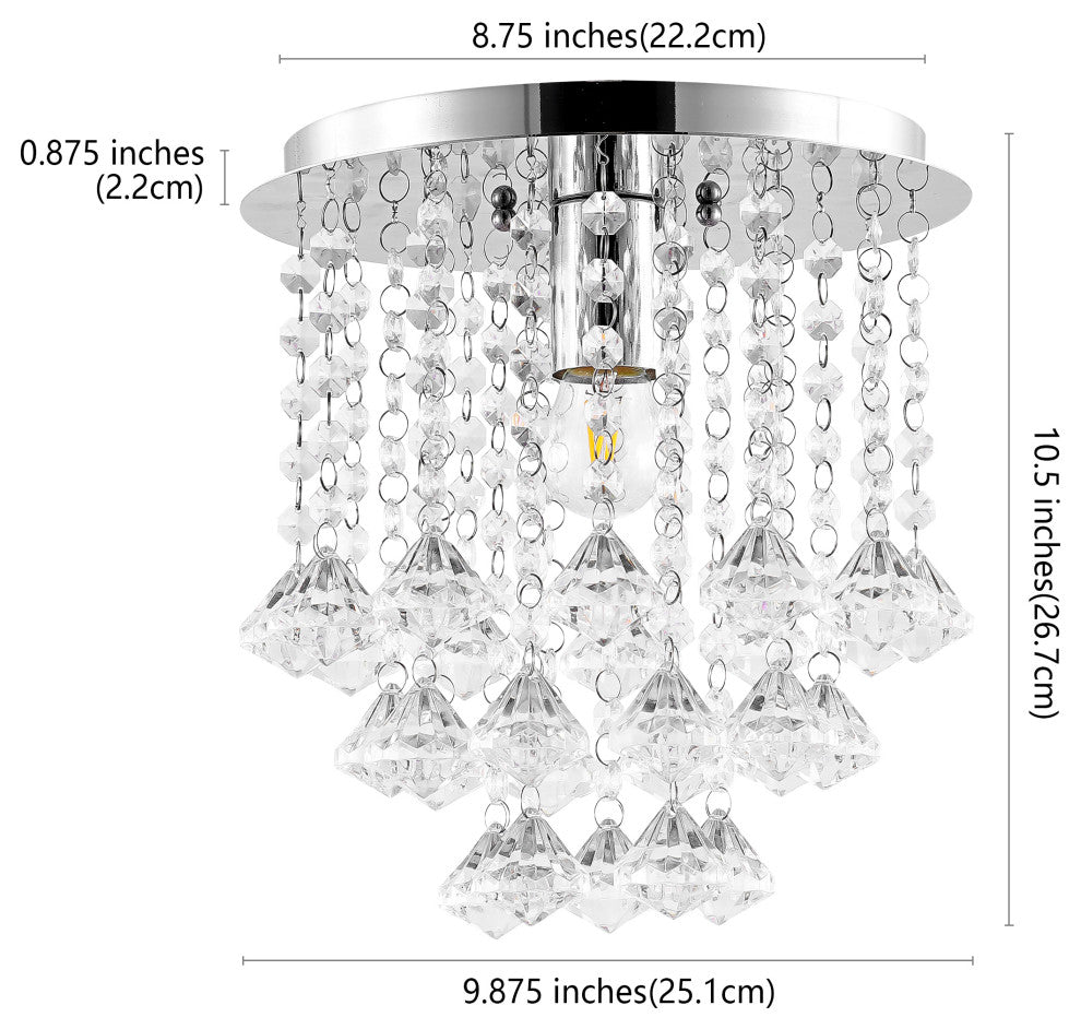 Lillibet 9.88" 1-Light Transitional Iron LED Semi Flush Mount, Chrome/Clear