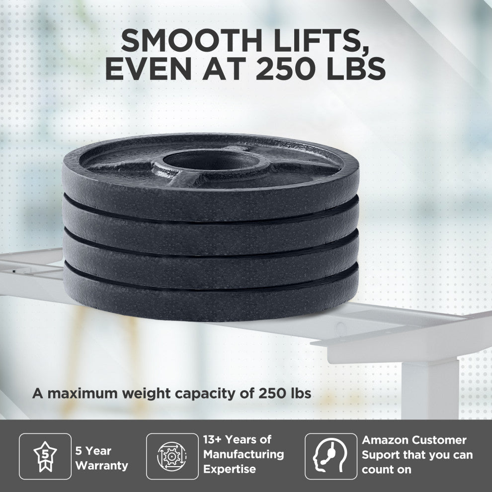 Rise Up Electric Adjustable Height, Width Standing Desk Frame 2 Motors, White