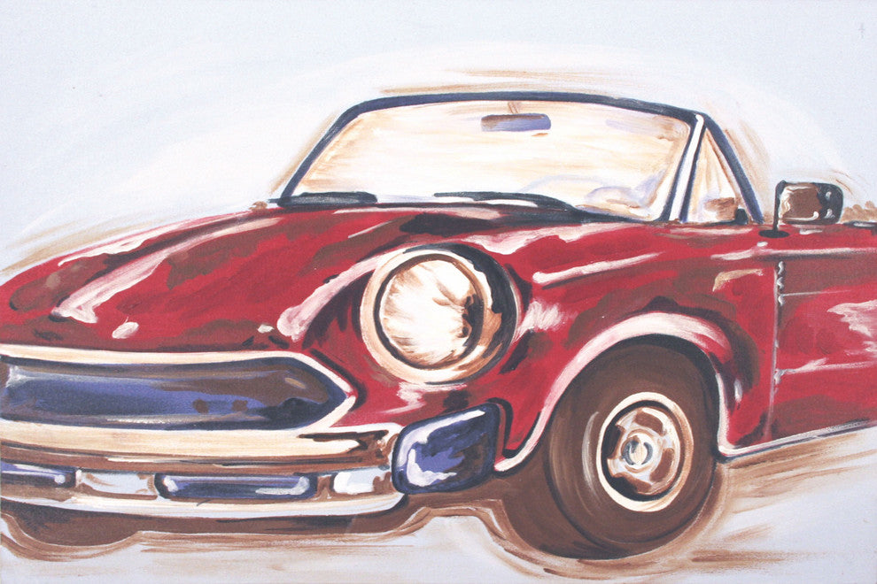 Marmont Hill, "Vintage Car" by Reesa Qualia Painting on Wrapped Canvas, 18x12