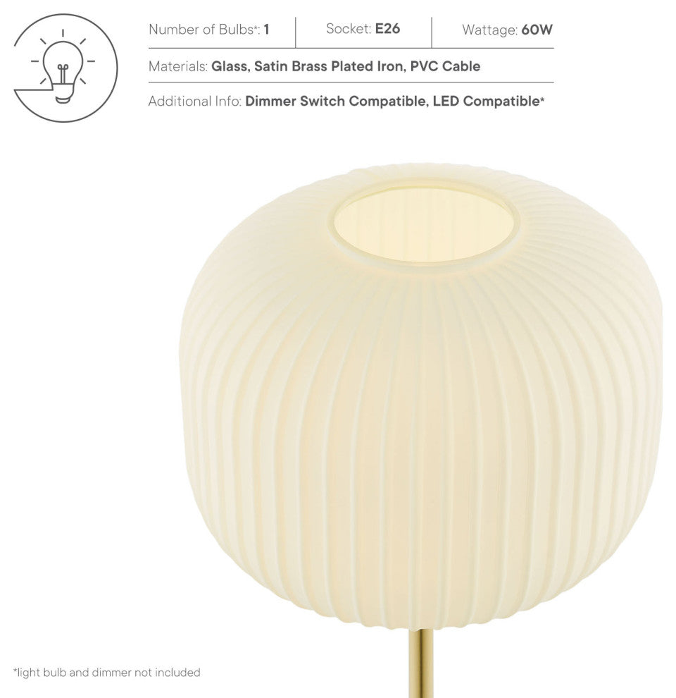 Reprise Glass Sphere Glass and Metal Table Lamp, White Satin Brass