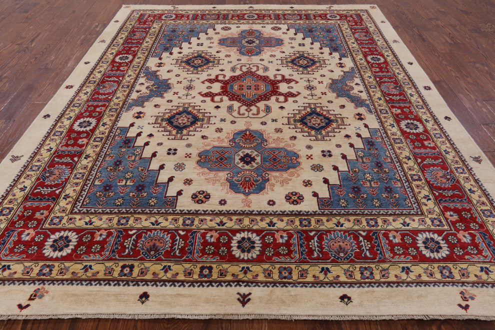 8' 0" X 10' 0" Super Kazak Hand Knotted Rug Q4441