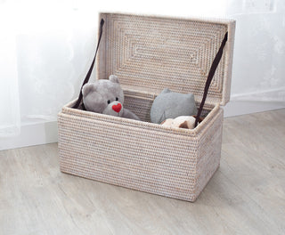 Artifacts Rattan™ Rectangular Hinged Chest/Trunk, White Wash, Small