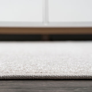 Haze Solid Low-Pile Runner Rug, Ivory, 5' Square