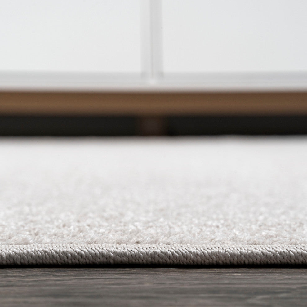 Haze Solid Low-Pile Runner Rug, Ivory, 5' Square
