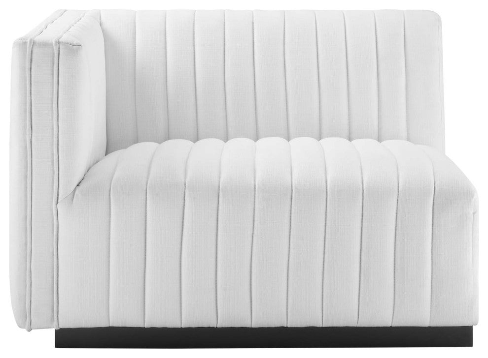 Conjure Channel Tufted Upholstered Fabric 4-Piece Sofa, Black White