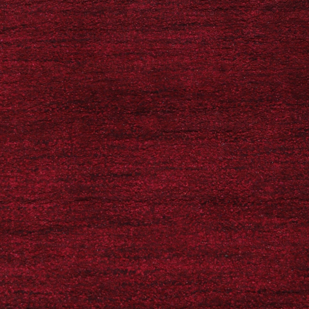 Hand Knotted Loom Silk Area Rug Solid Dark Red