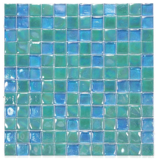 Mosaic Glass Tile Squares For Swimming Pool, Wet Areas & More, Blue Green