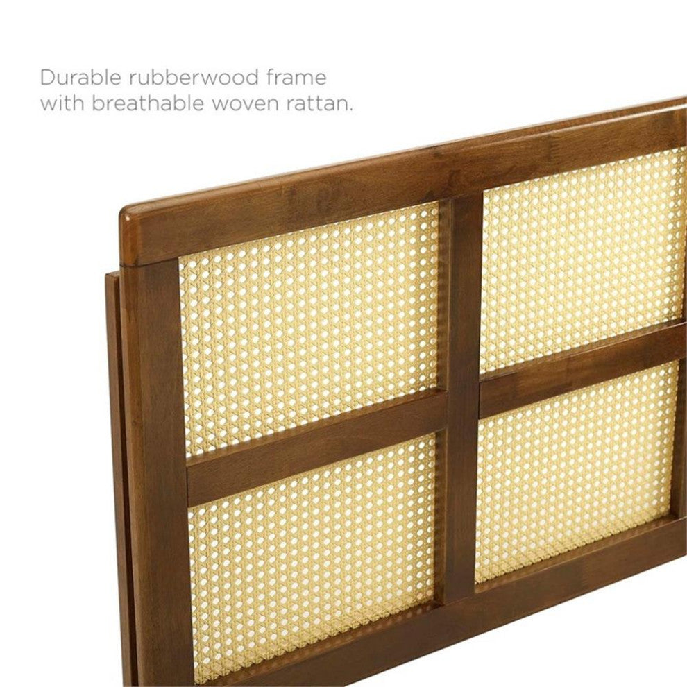 Luana Cane Queen Headboard-Walnut