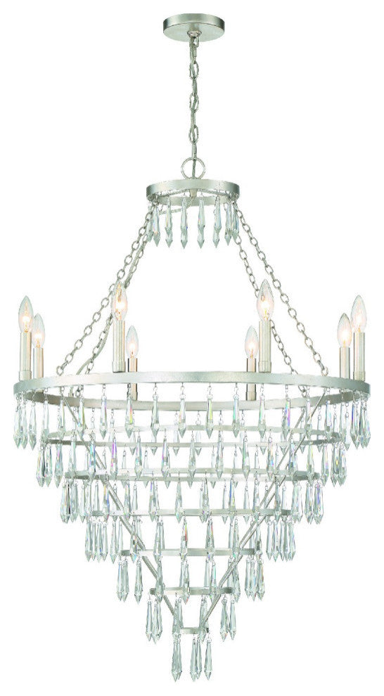 Lucille 8 Light Chandelier in Antique Silver with Clear Hand Cut