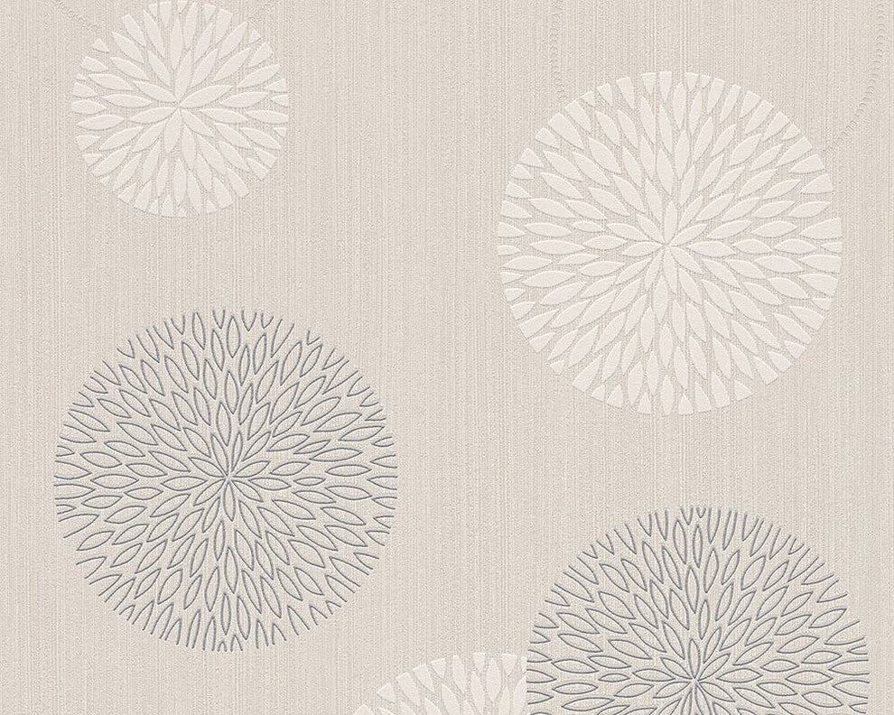 Best of Vlies, Floral Patterns Modern Classic Stripes Cream Wallpaper Roll