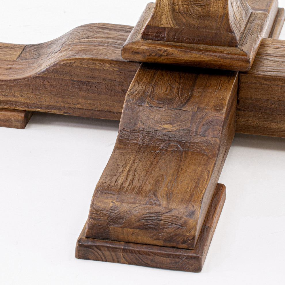 Irving Dining Table, Rustic Rubberwood Table, Sandblasting Antique Walnut Finish