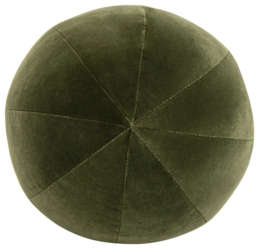 Luna 12" Round Sphere Accent Ball Throw Pillow, Olive Green