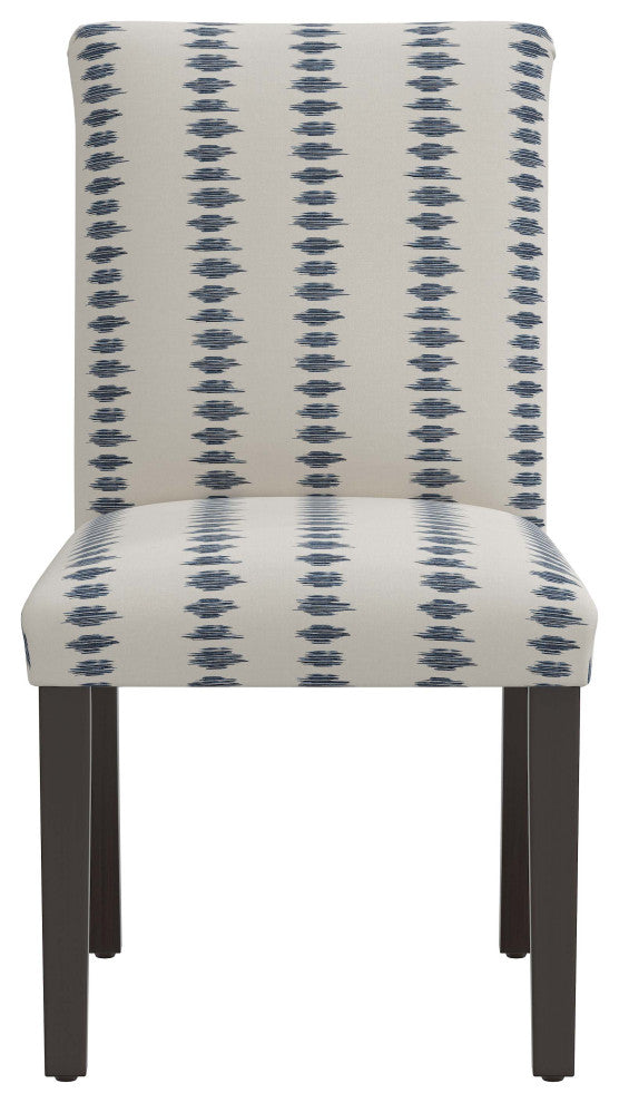 Square Dining Chair With Tapered Legs, Ikat Scribble Slate Oga