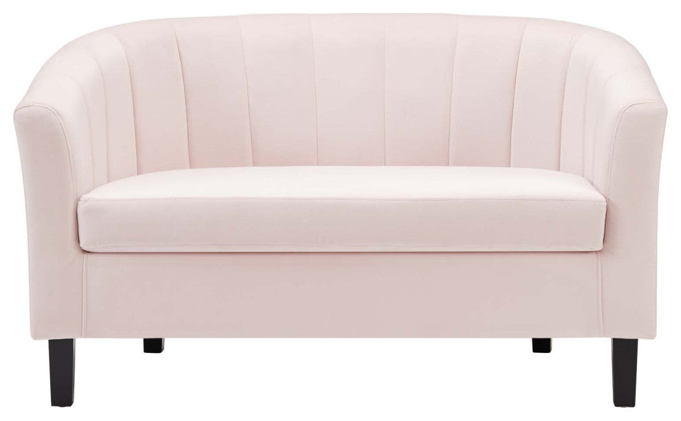 Tufted Loveseat Sofa, Velvet, Pink, Modern, Living Lounge Hotel Hospitality