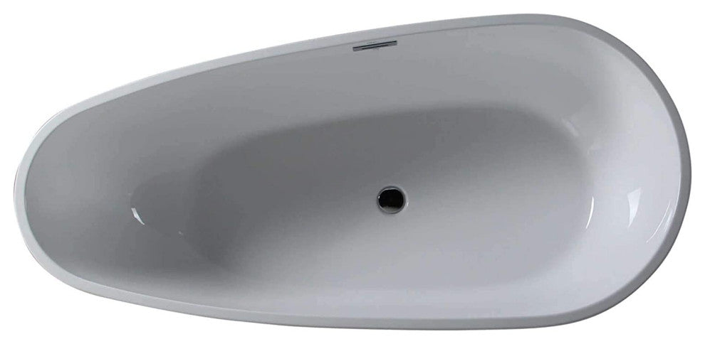 Fine Fixtures Capsule Freestanding Bathtub With Drain, White, 67"