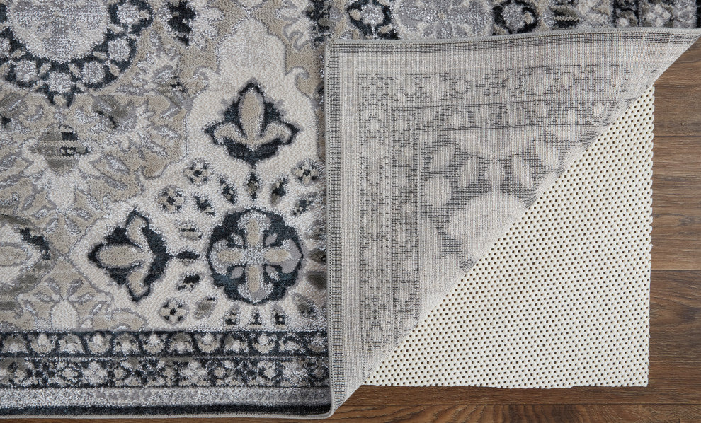 Weave & Wander Adana Metallic Rug, Ivory/Black/Silver, 10ft x 13ft-2in Rug