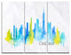 "Chicago Blue Green Silhouette ? Cityscape" Metal Wall Art, 3 Panels, 36"x28"