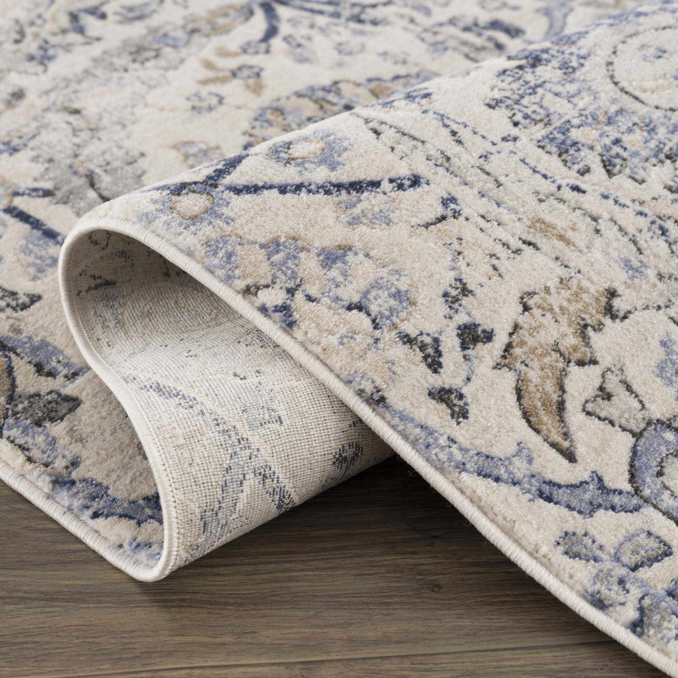 Hauteloom Georgiana Beige & Blue Area Rug, 2'x2'11" Rectangle