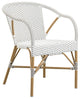 Madeleine Outdoor Dining Armchair, Almond Frame, White With Cappuccino Dots