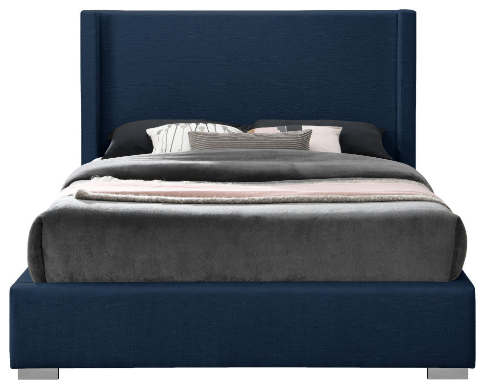 Royce Linen Upholstered Bed, Navy, King