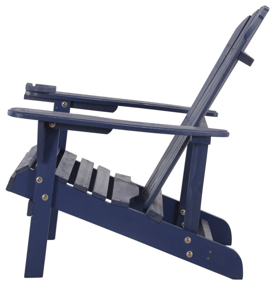 Earth Collection Adirondack Chair With phone and cup holder, Navy Blue, One Chai