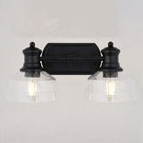 Beloit 2 Light Black Farmhouse Bathroom Vanity Fixture Clear Seeded Glass