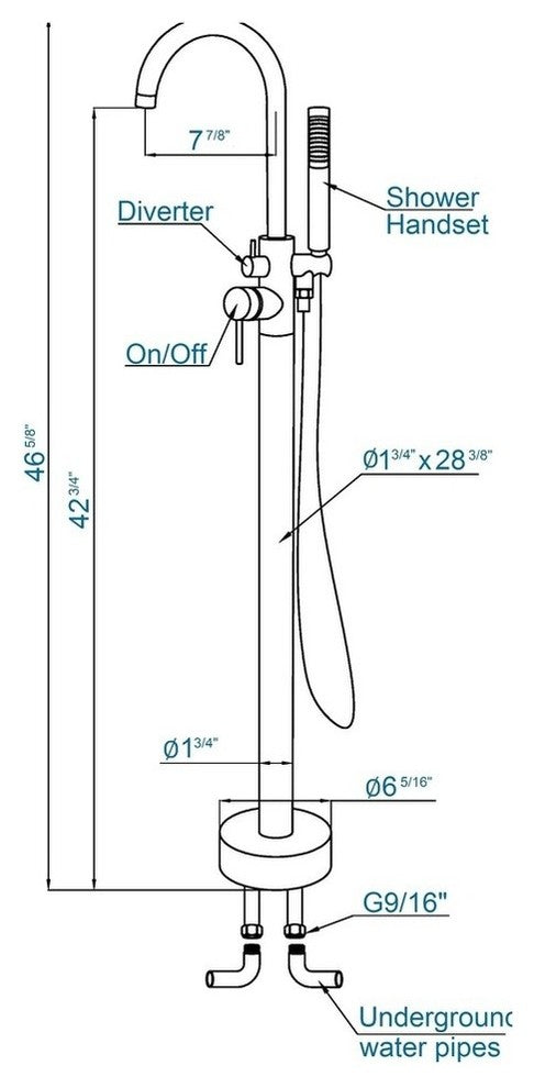 ADM Freestanding Tub Filler Handheld Shower Spray, Brushed Nickel, 59" Hose