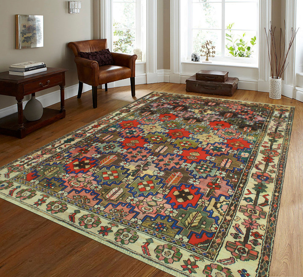Fine Vintage Distressed Altheda Red/Ivory Rug, 6'10x9'3