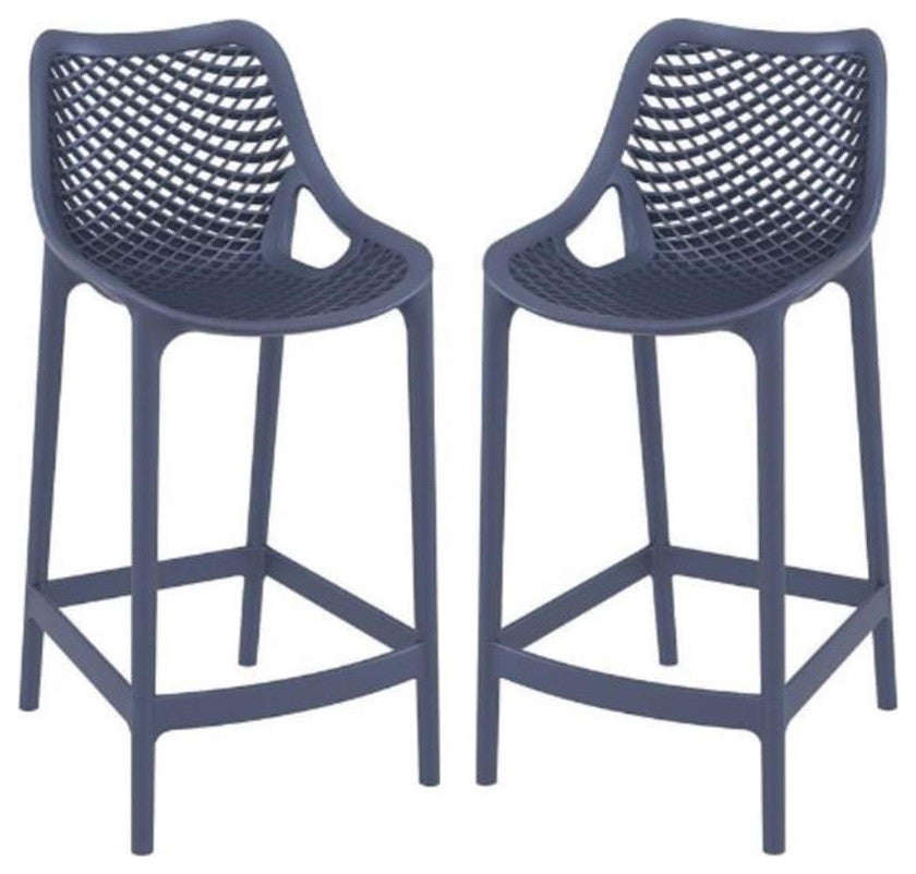 Home Square Patio Counter Stool in Dark Gray Finish - Set of 2