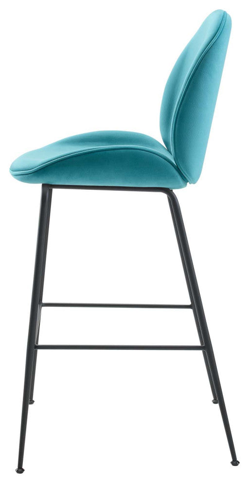 Bar Stool Chair Barstool, Velvet, Metal, Blue, Modern, Bar Pub Bistro Restaurant