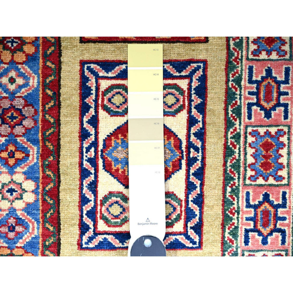 Camel Brown 100% Wool Afghan Super Kazak Hand Knotted Oriental Rug, 5'11"x8'6"
