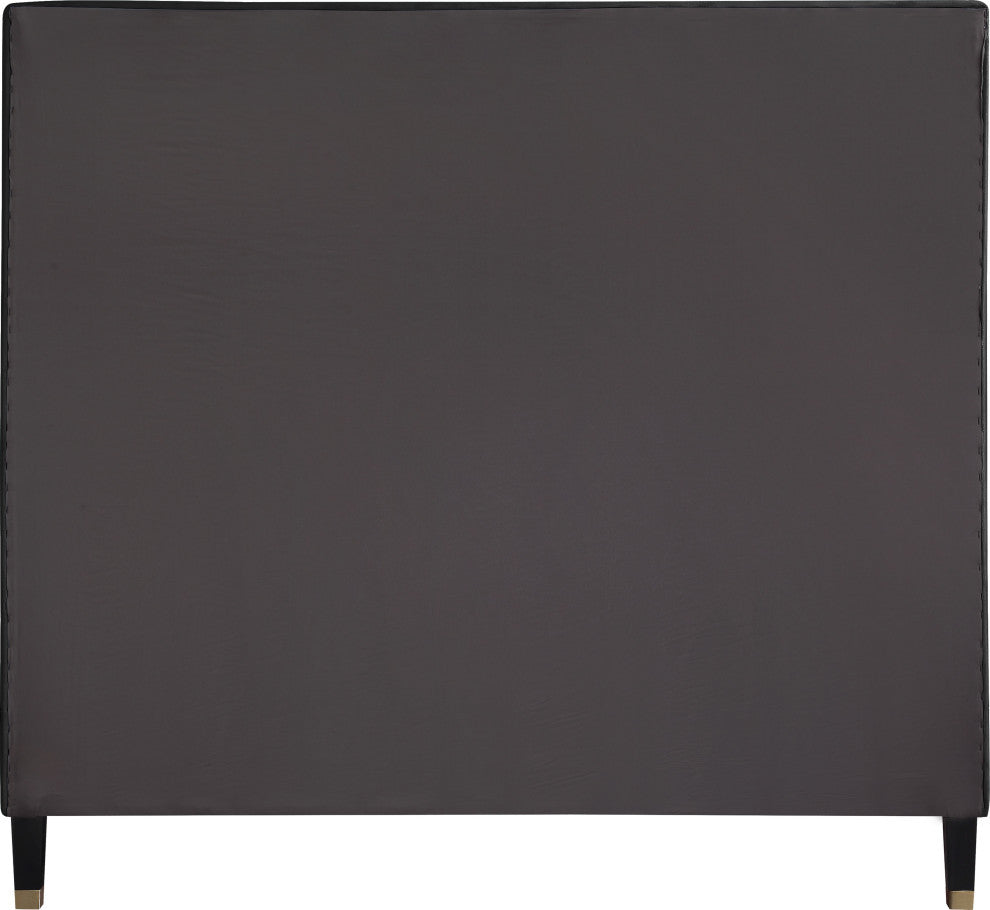 Harlie Velvet Upholstered Bed, Black, Full