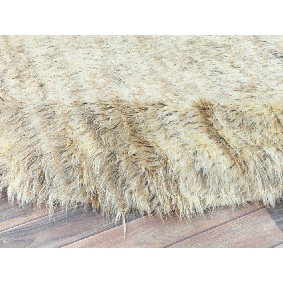 Ivory 100% Wool Hand Knotted Ben Ourain Moroccan Berber Round Rug 10'1"x10'